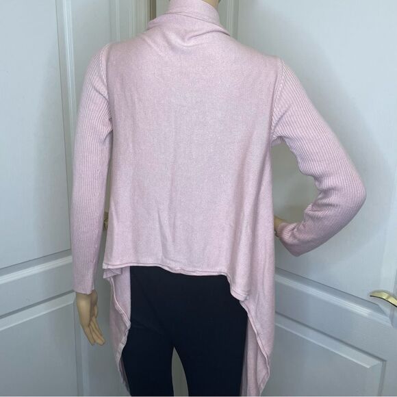 Bebe Cascading Front Long Sleeve Cardigan High Low Hem Light Pink Size Large - Picture 7 of 11
